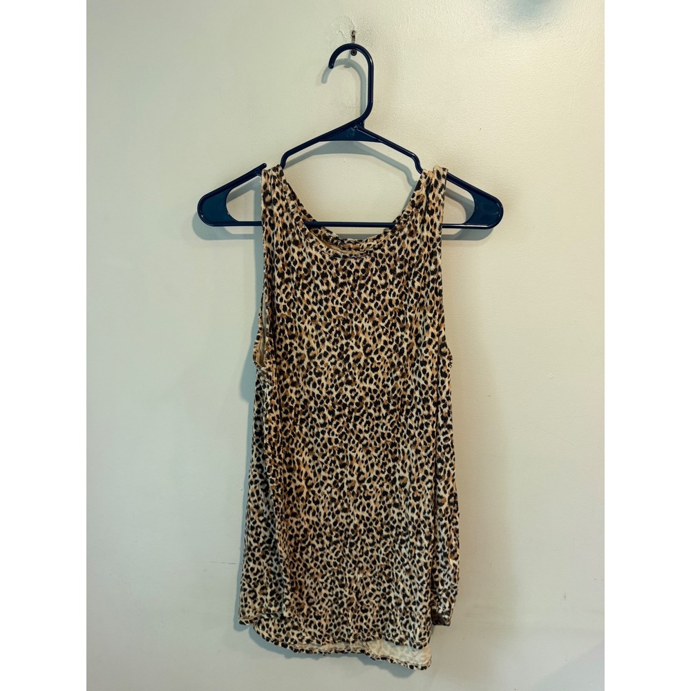 Old Navy Luxe Womens Leopard Print Tank Top Brown Black Animal Sleeveless Large